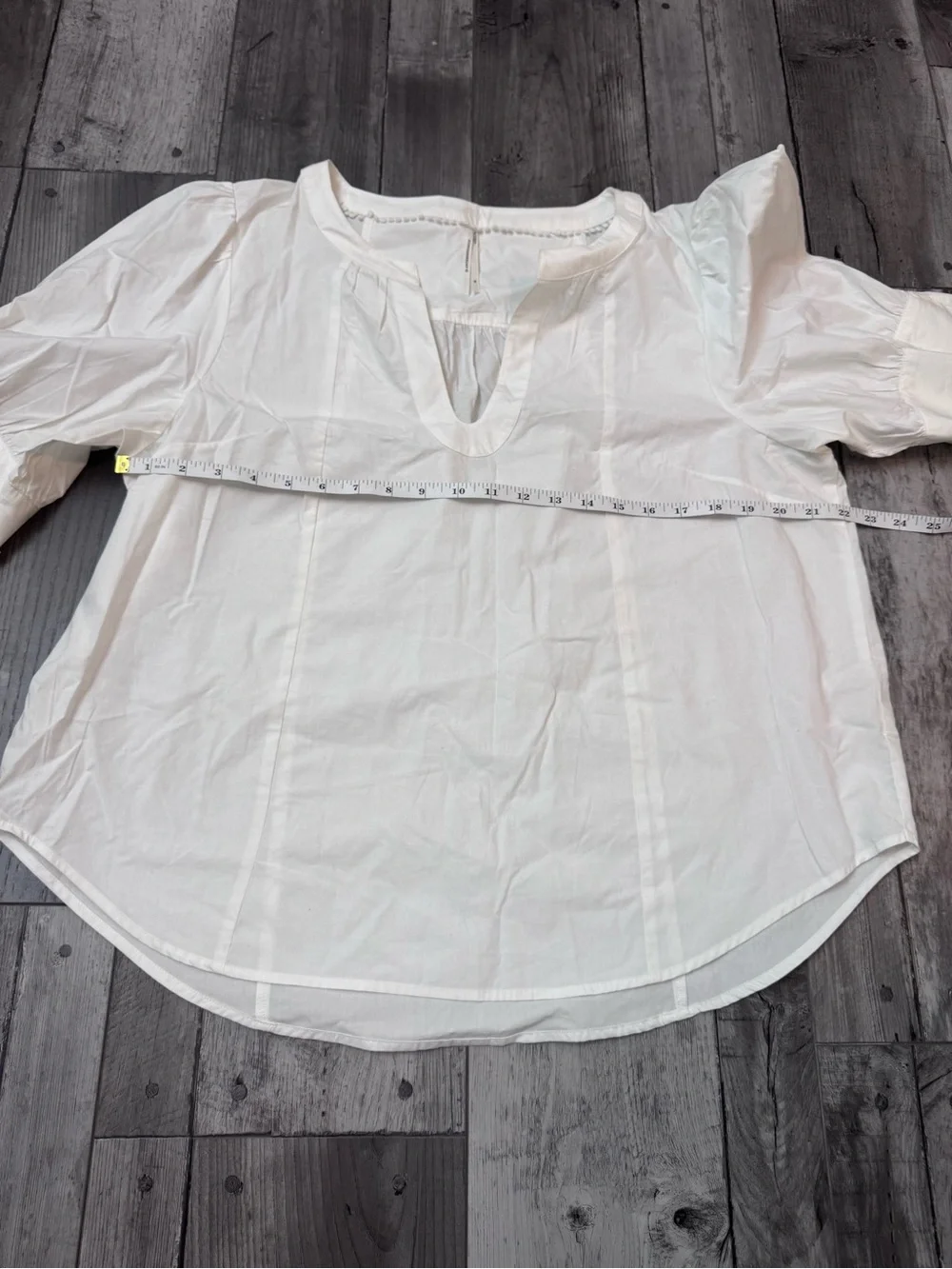 Anthropologie White V-Neck Puff Sleeve Blouse